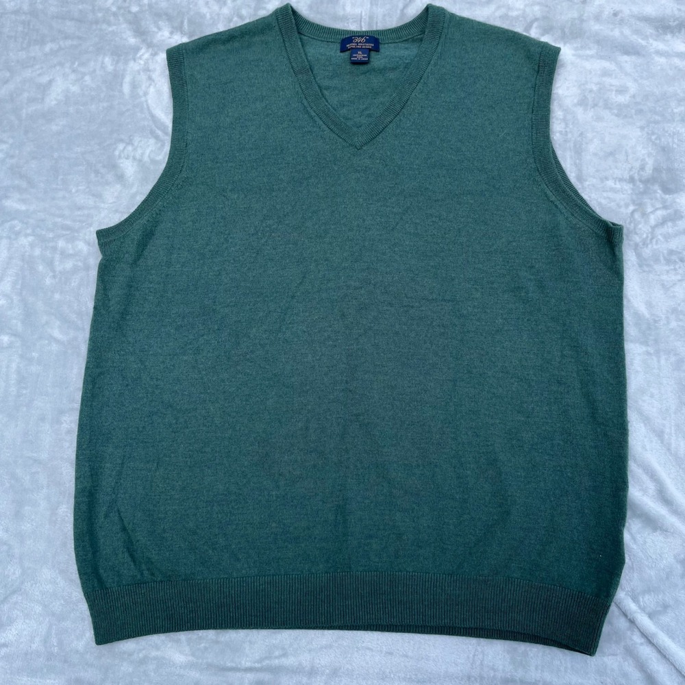 Brooks Brothers 346 Green Extra Fine Merino Wool V-Neck Sweater Vest Mens XL